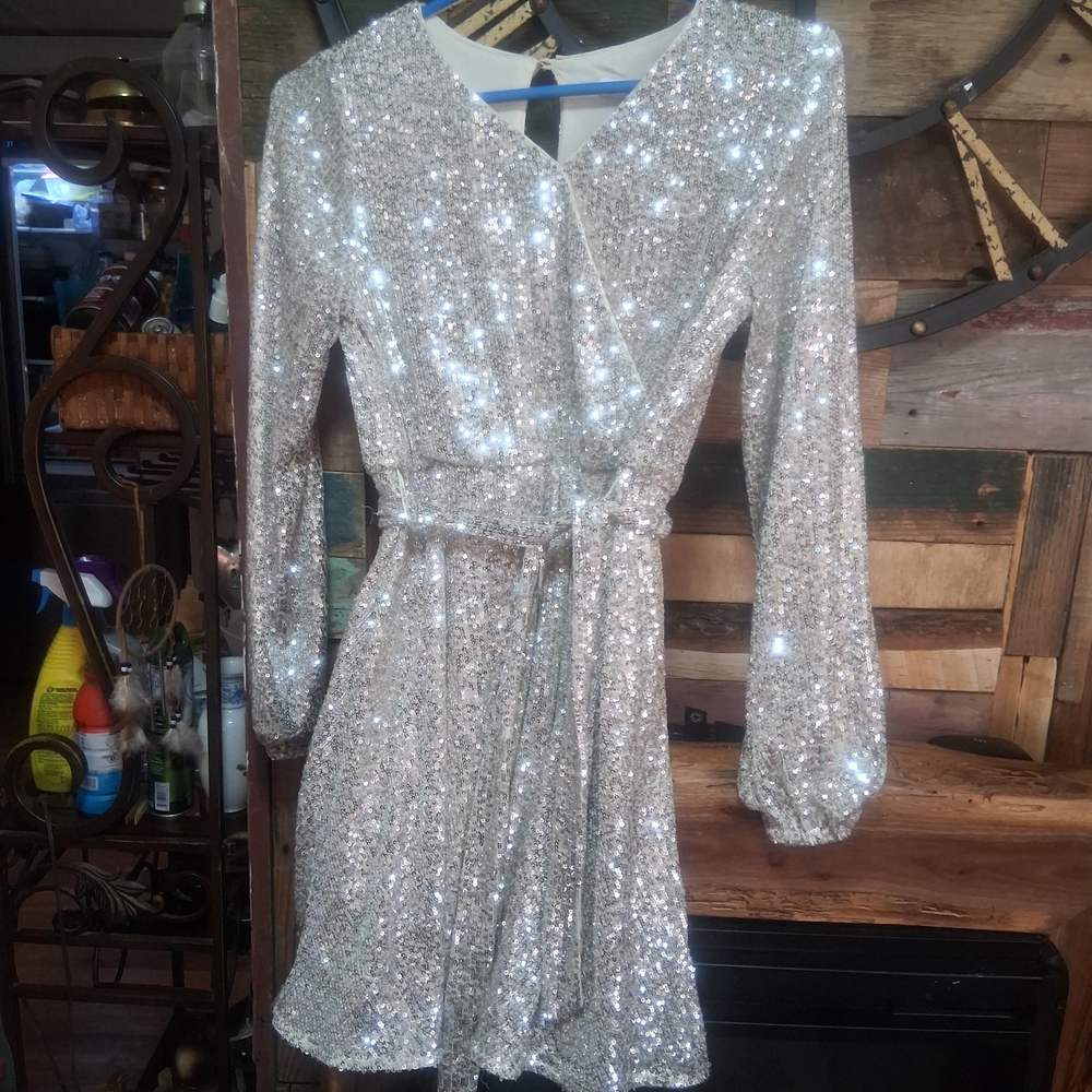 GB Girls Silver Sequin Dress